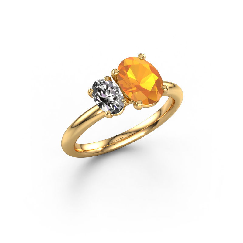 Image de Bague de fiançailles Toi et Moi OVL-OVL 585 or jaune Citrine 8x6 mm