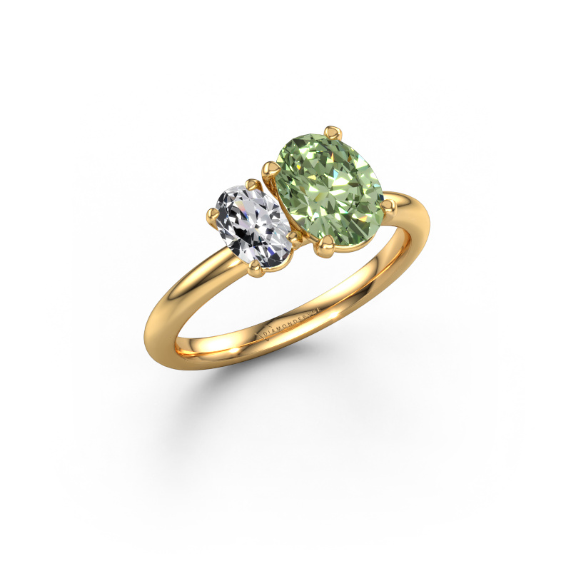 Bild von Verlobungsring Toi et Moi OVL-OVL 585 Gold Grüner Labor-Diamant 8x6 mm