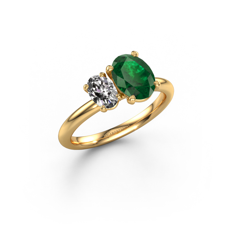 Image of Engagement ring Toi et Moi OVL-OVL 585 gold Emerald 8x6 mm