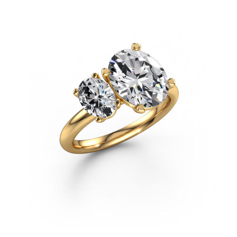 Image of Engagement ring Toi et Moi OVL-OVL 585 gold Lab grown diamond 3.40 crt