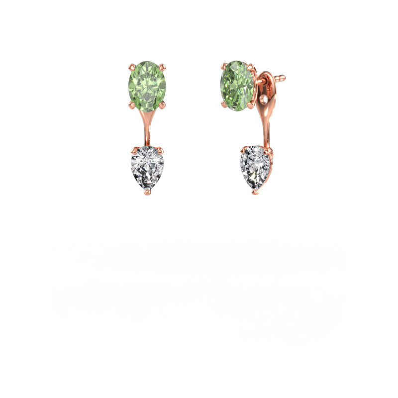 Bild av Hängande örhängen Kate OVL-PER 585 roséguld Grön labbodlad diamant 7x5 mm