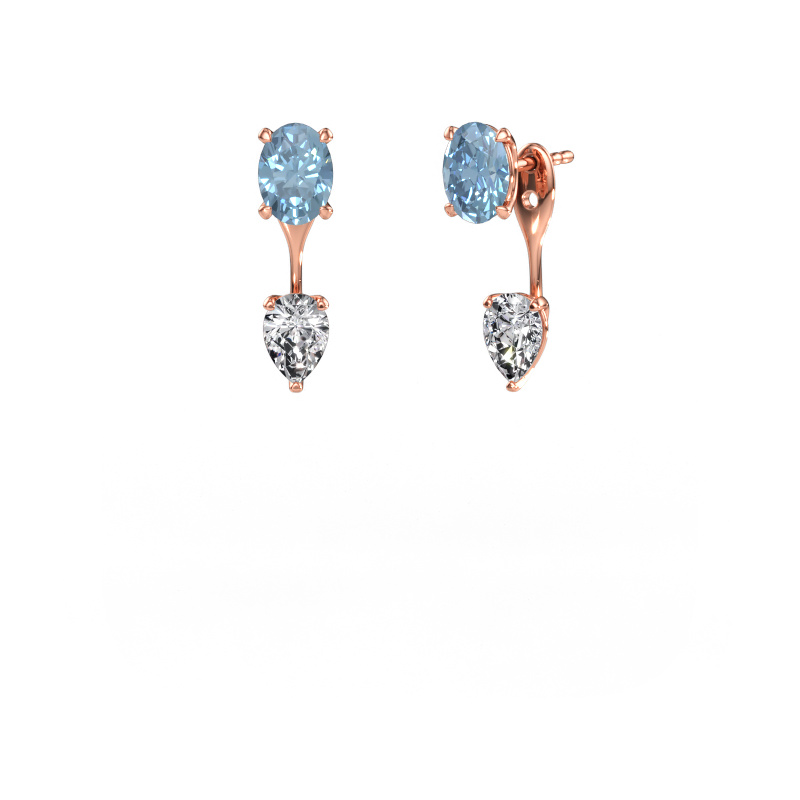 Bild av Hängande örhängen Kate OVL-PER 585 roséguld Blå labbodlad diamant 7x5 mm