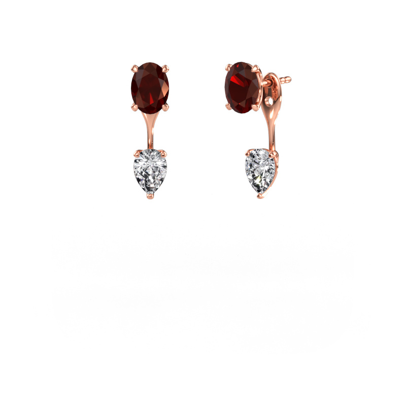 Image de Pendants d'oreilles Kate OVL-PER 585 or rose Grenat 7x5 mm