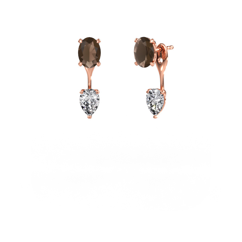 Immagine di Orecchini pendenti Kate OVL-PER 585 oro rosa Quarzo fumé 7x5 mm