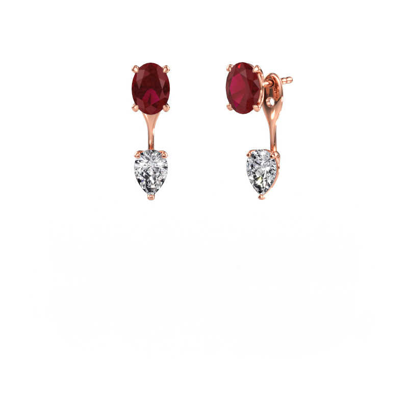 Immagine di Orecchini pendenti Kate OVL-PER 585 oro rosa Rubino 7x5 mm