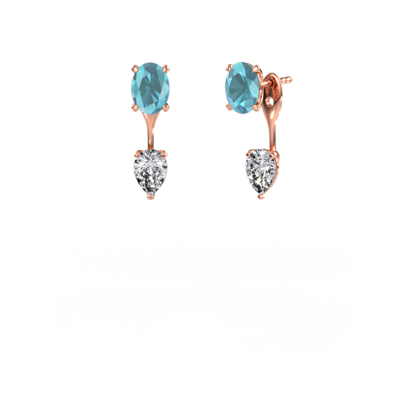 Immagine di Orecchini pendenti Kate OVL-PER 585 oro rosa Topazio blu 7x5 mm