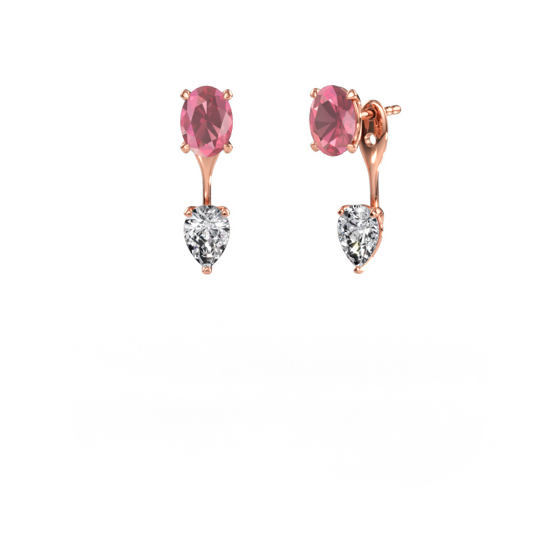 Immagine di Orecchini pendenti Kate OVL-PER 585 oro rosa Tormalina rosa 7x5 mm