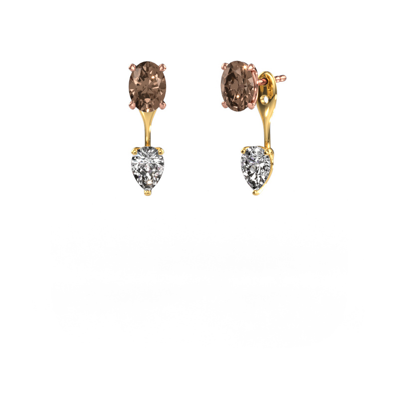 Image of Drop earrings Kate OVL-PER 585 rose gold Brown diamond 2.70 crt