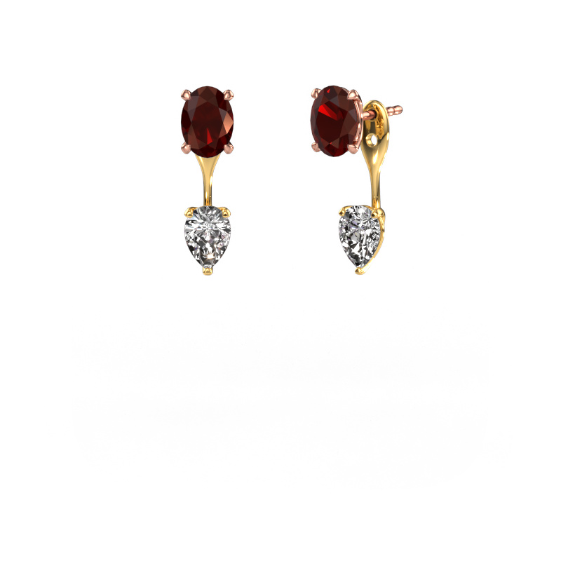 Image of Drop earrings Kate OVL-PER 585 rose gold Garnet 7x5 mm