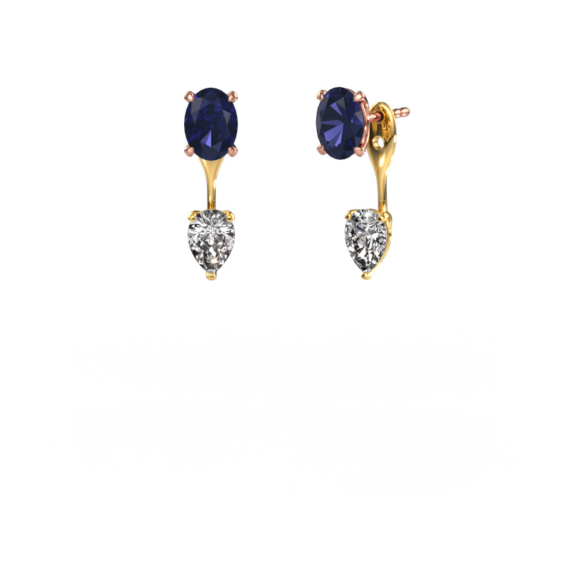 Image of Drop earrings Kate OVL-PER 585 rose gold Sapphire 7x5 mm