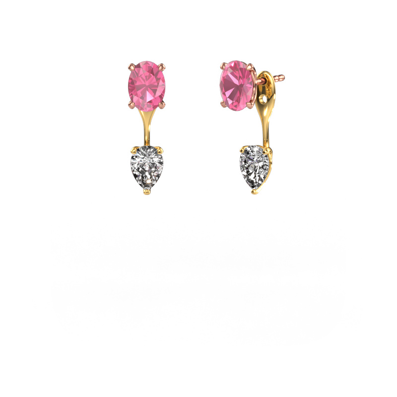 Image of Drop earrings Kate OVL-PER 585 rose gold Pink sapphire 7x5 mm