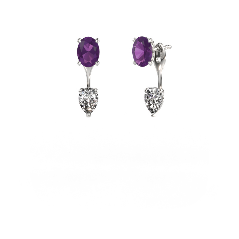 Image of Drop earrings Kate OVL-PER 950 platinum Amethyst 7x5 mm