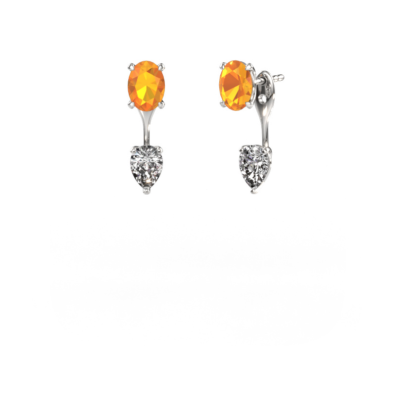 Image of Drop earrings Kate OVL-PER 950 platinum Citrin 7x5 mm