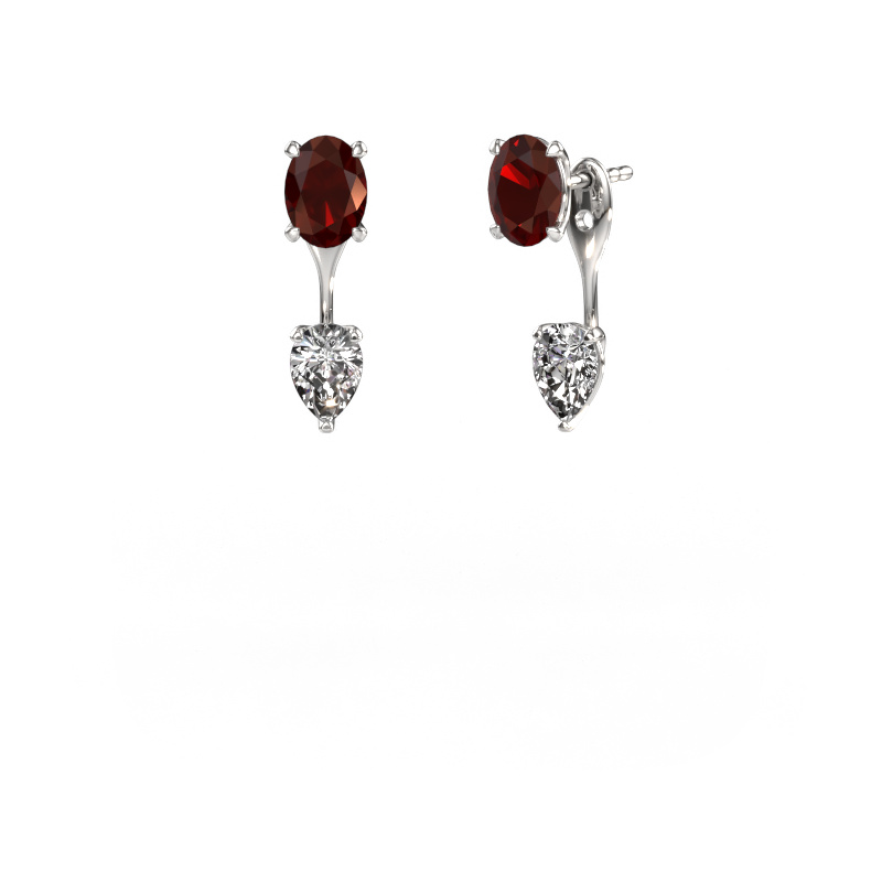 Image of Drop earrings Kate OVL-PER 950 platinum Garnet 7x5 mm