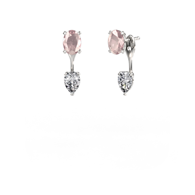 Image of Drop earrings Kate OVL-PER 950 platinum Morganite champagne 7x5 mm