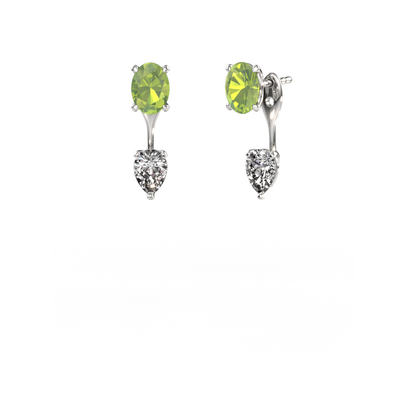 Image of Drop earrings Kate OVL-PER 950 platinum Peridot 7x5 mm