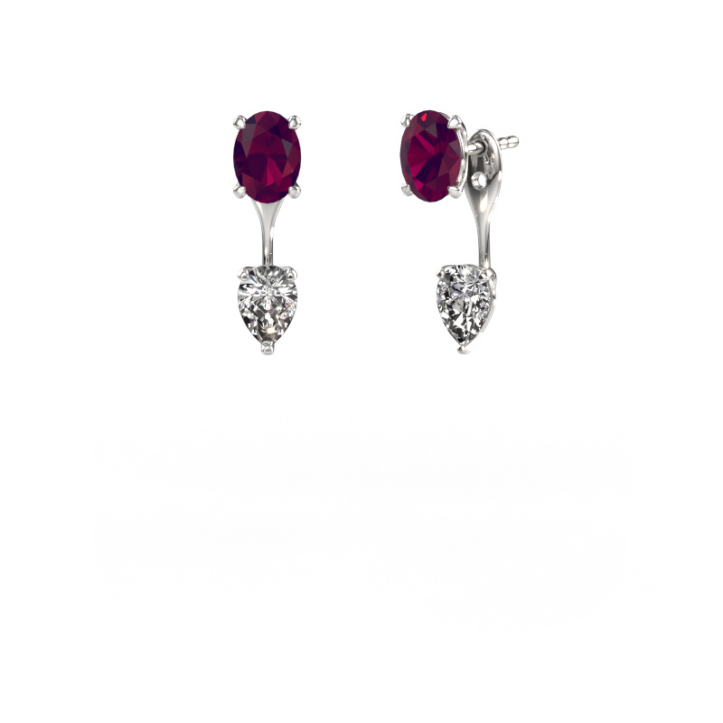 Image de Pendants d'oreilles Kate OVL-PER 950 platine Rhodolite 7x5 mm