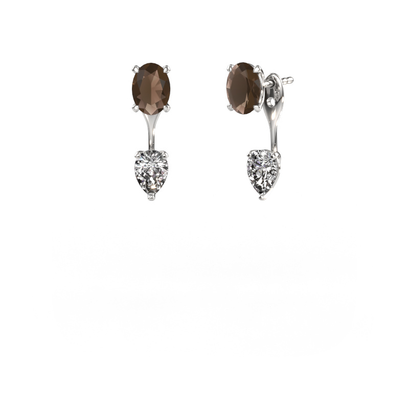 Image of Drop earrings Kate OVL-PER 950 platinum Smokey quartz 7x5 mm