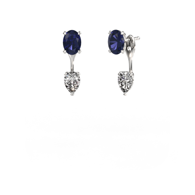 Image of Drop earrings Kate OVL-PER 950 platinum Sapphire 7x5 mm