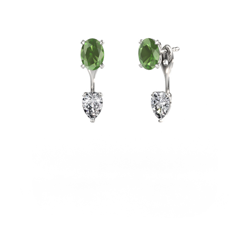 Image de Pendants d'oreilles Kate OVL-PER 950 platine Vert tourmaline 7x5 mm