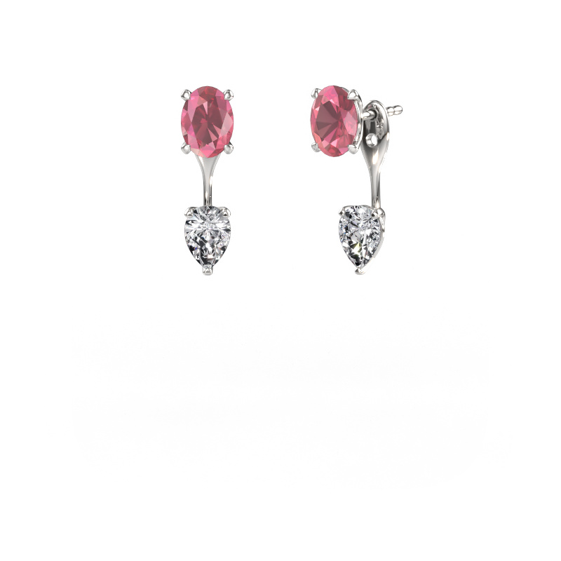 Image of Drop earrings Kate OVL-PER 950 platinum Tourmaline pink 7x5 mm