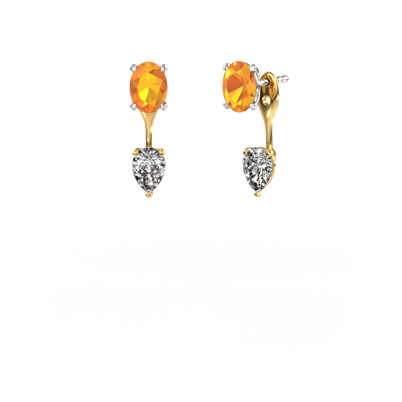 Image of Drop earrings Kate OVL-PER 585 white gold Citrin 7x5 mm