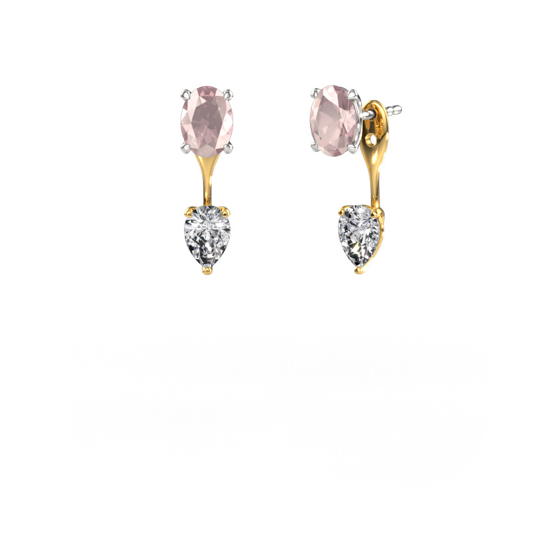 Image of Drop earrings Kate OVL-PER 585 white gold Morganite champagne 7x5 mm