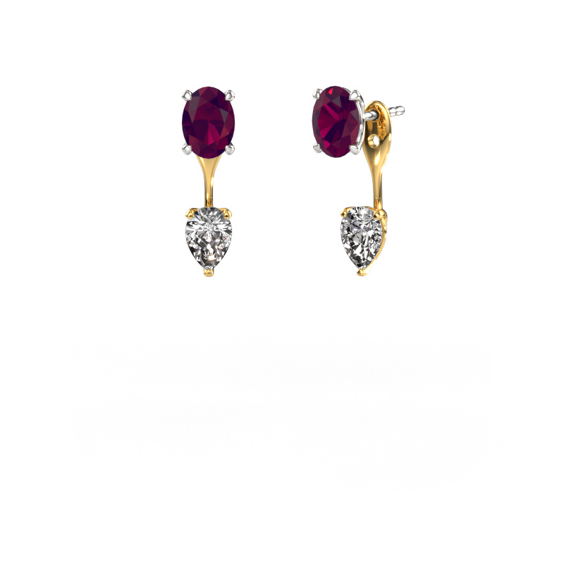 Image of Drop earrings Kate OVL-PER 585 white gold Rhodolite 7x5 mm