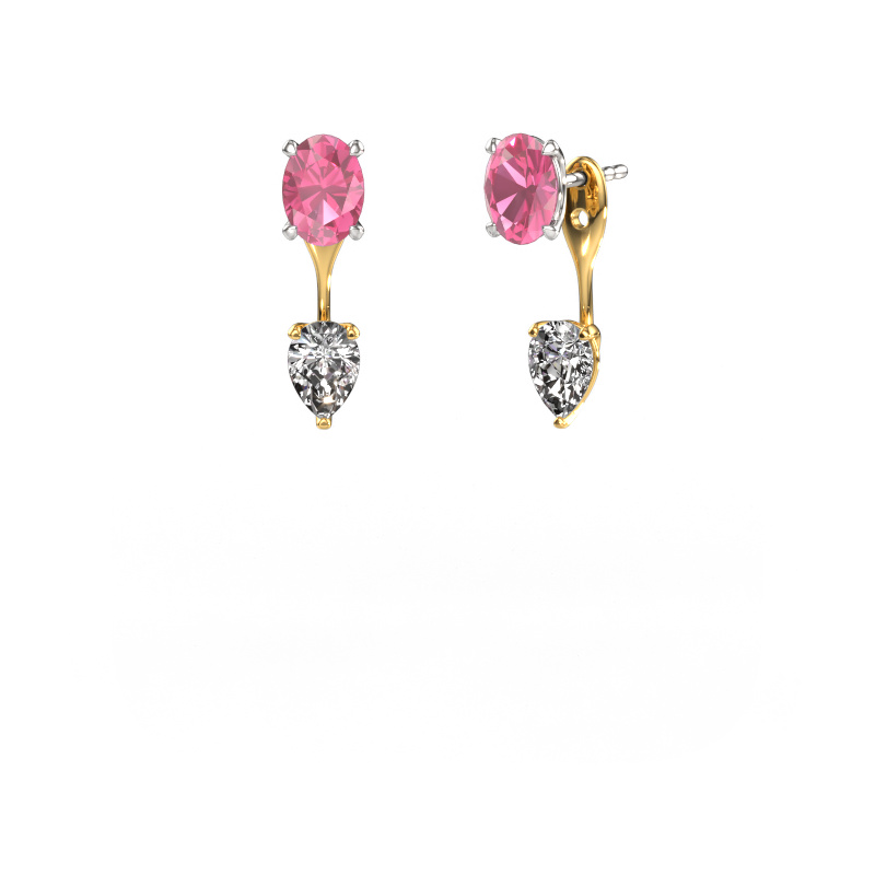 Image de Pendants d'oreilles Kate OVL-PER 585 or blanc Saphir rose 7x5 mm