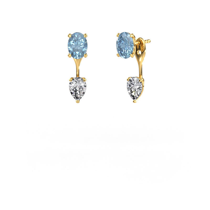 Bild von Ohrhänger Kate OVL-PER 585 Gold Blauer Labordiamant 7x5 mm