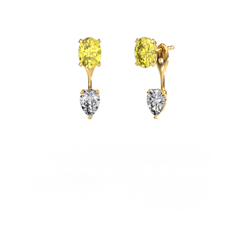 Image of Drop earrings Kate OVL-PER 585 gold Yellow lab grown diamond 7x5 mm