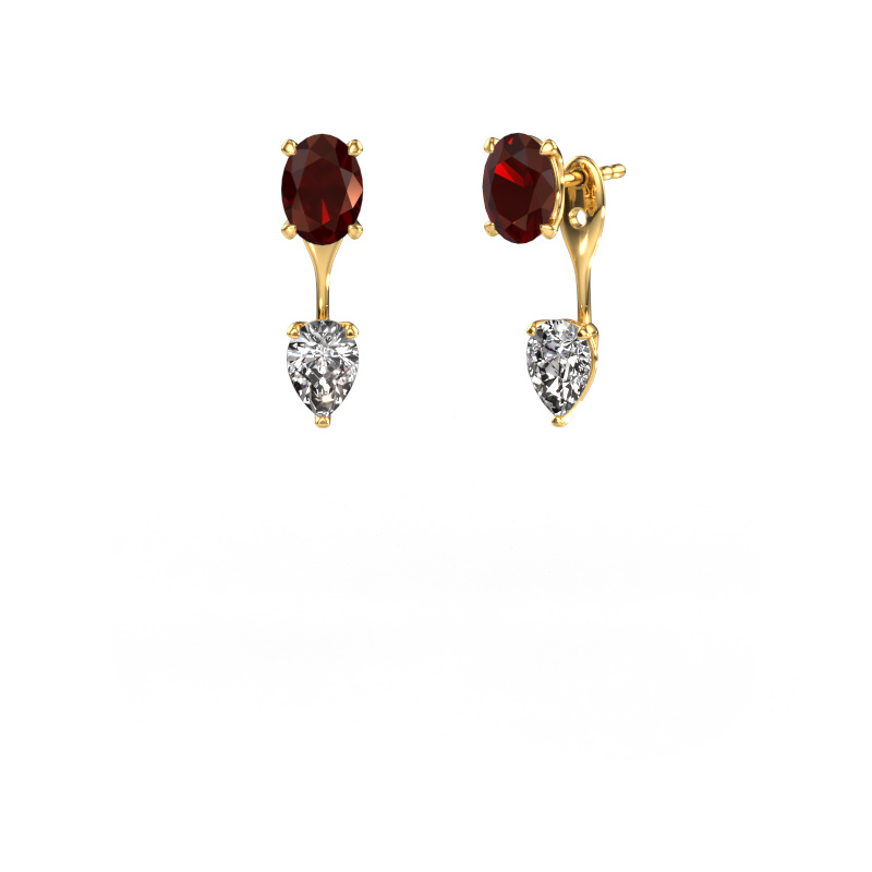 Image of Drop earrings Kate OVL-PER 585 gold Garnet 7x5 mm