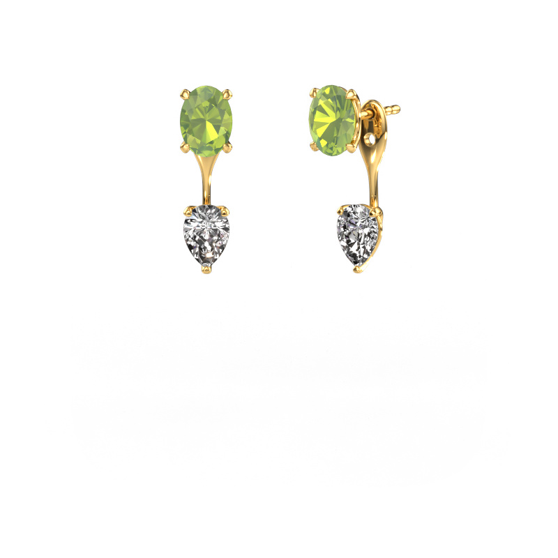 Image of Drop earrings Kate OVL-PER 585 gold Peridot 7x5 mm