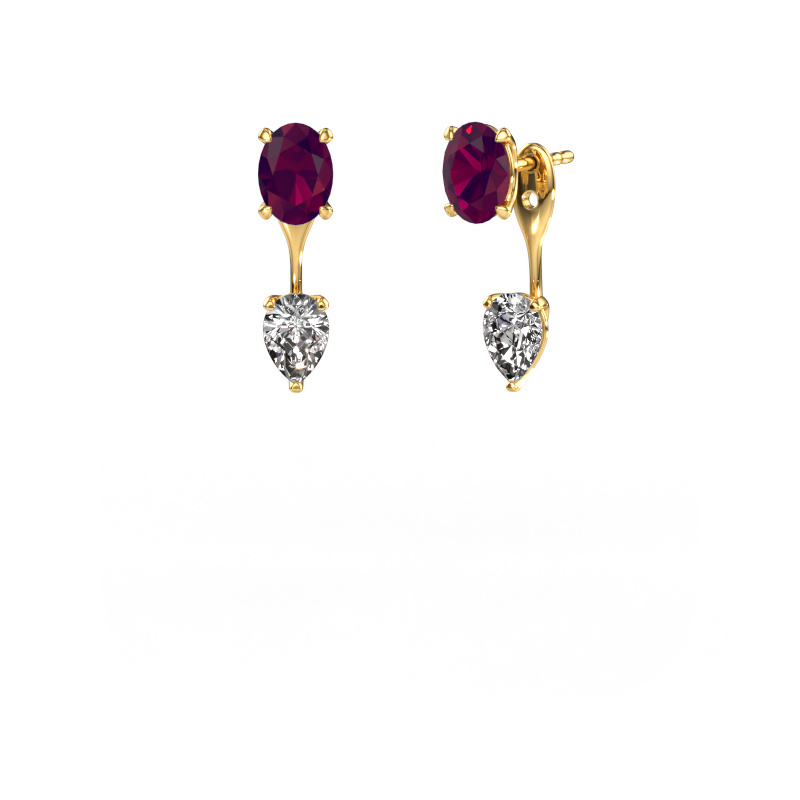 Image of Drop earrings Kate OVL-PER 585 gold Rhodolite 7x5 mm