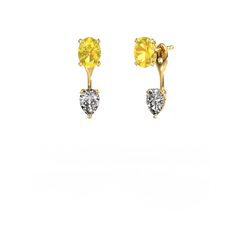 Image of Drop earrings Kate OVL-PER 585 gold Yellow sapphire 7x5 mm