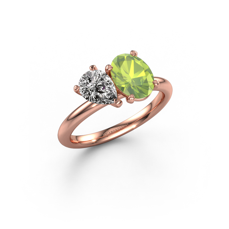 Bild von Verlobungsring Toi et Moi OVL-PER 585 Roségold Peridot 8x6 mm