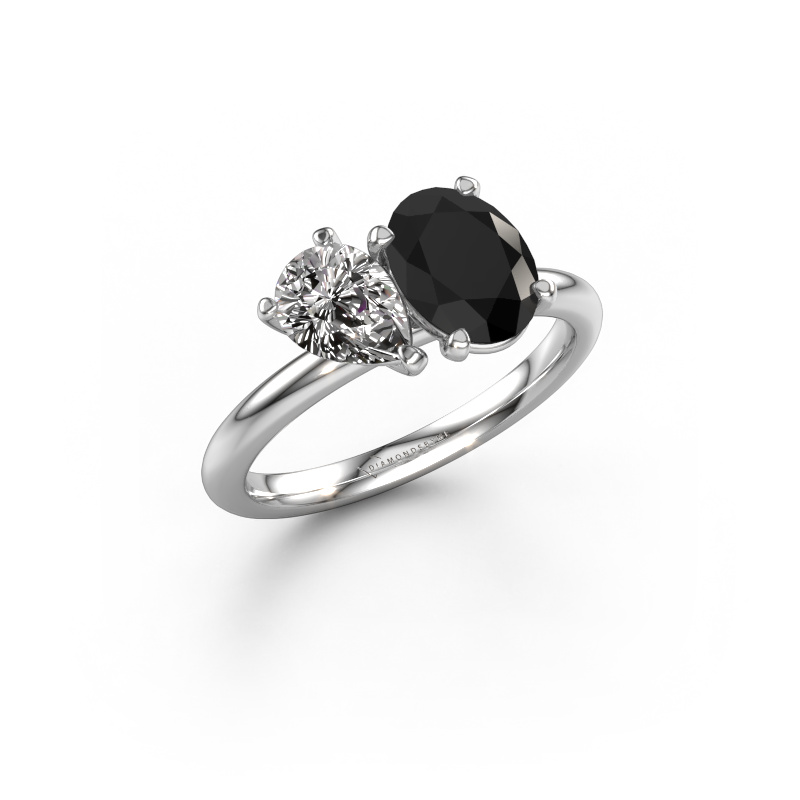 Image of Engagement ring Toi et Moi OVL-PER 950 platinum Black diamond 2.05 crt