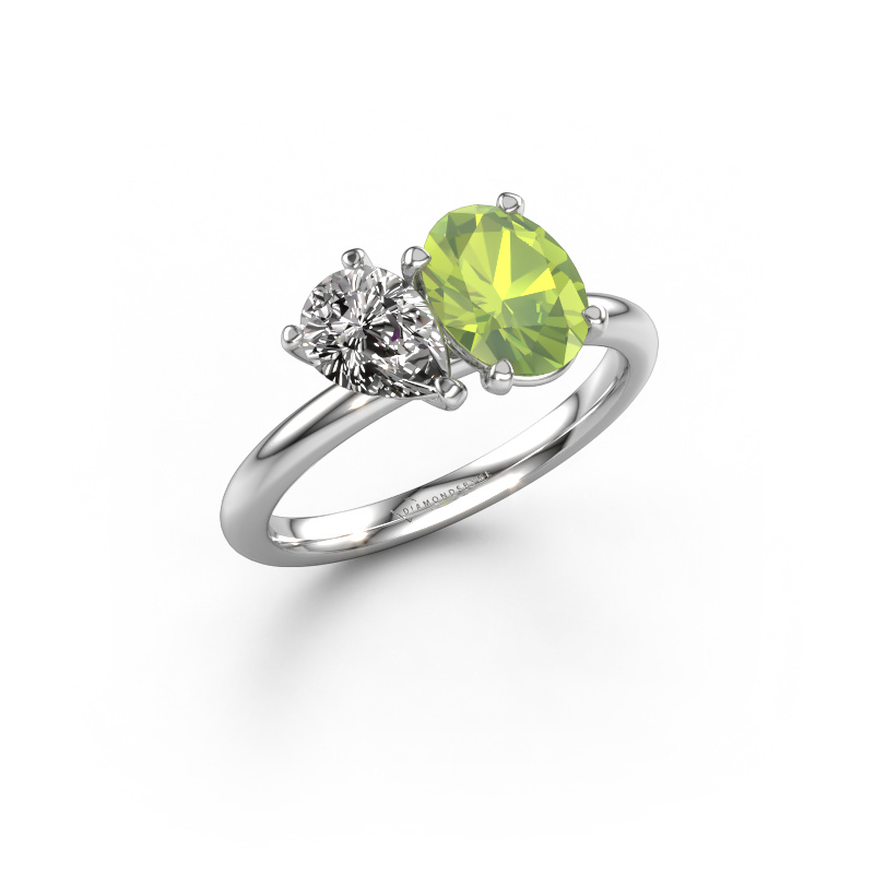 Bild von Verlobungsring Toi et Moi OVL-PER 950 Platin Peridot 8x6 mm