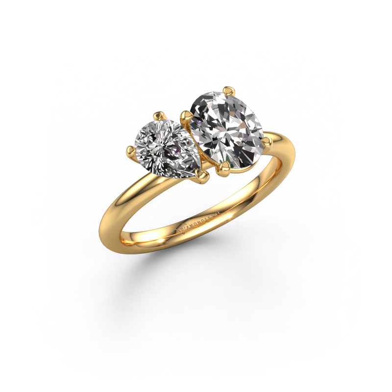 Image of Engagement ring Toi et Moi OVL-PER 585 gold Lab-grown diamond 1.75 crt