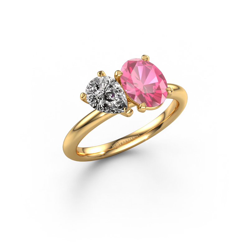 Bild von Verlobungsring Toi et Moi OVL-PER 585 Gold Pink Saphir 8x6 mm
