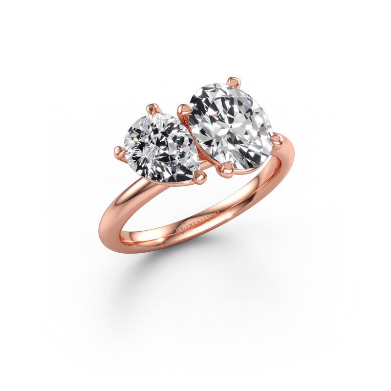 Immagine di Anello di fidanzamento Toi et Moi OVL-PER 585 oro rosa Diamante lab grown 2.80 crt