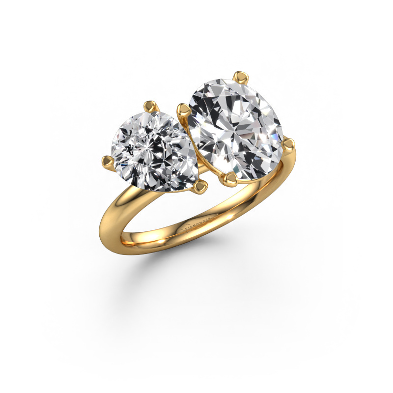 Image of Engagement ring Toi et Moi OVL-PER 585 gold Lab grown diamond 4.20 crt