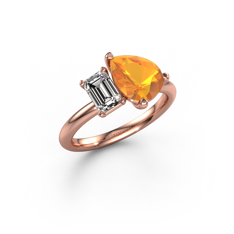 Bild von Verlobungsring Toi et Moi PER-EME 585 Roségold Citrin 9x7 mm