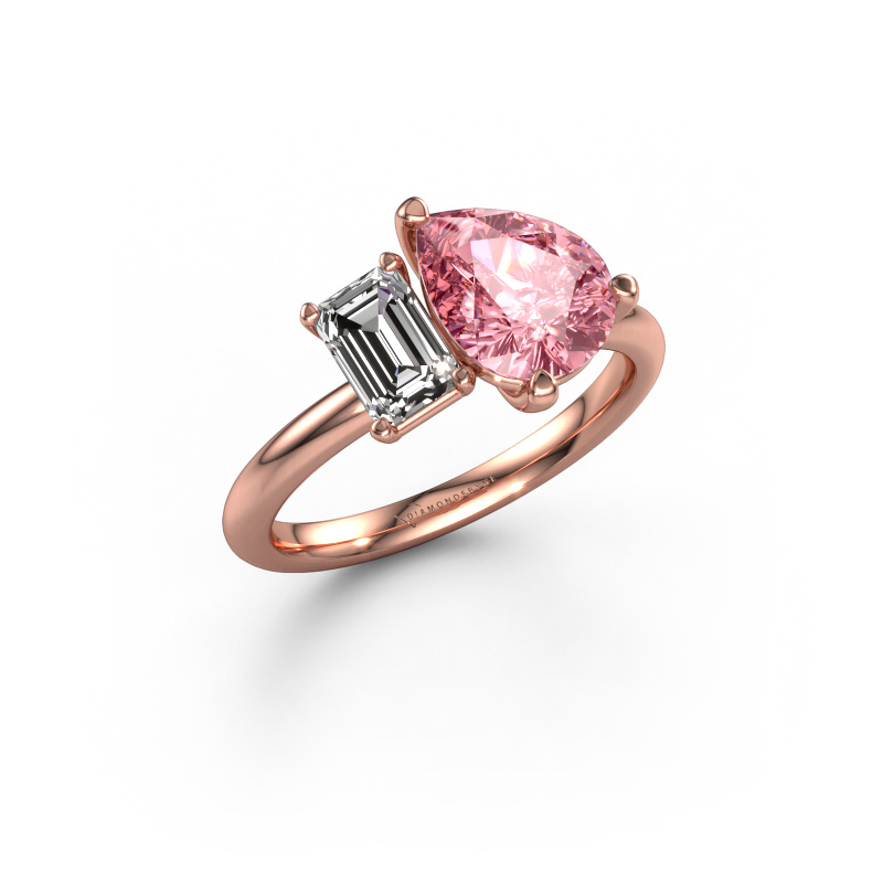 Image of Engagement ring Toi et Moi PER-EME 585 rose gold Pink lab grown diamond 9x7 mm