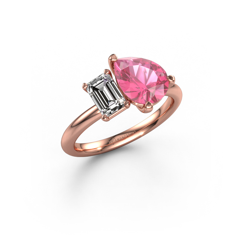 Image of Engagement ring Toi et Moi PER-EME 585 rose gold Pink sapphire 9x7 mm