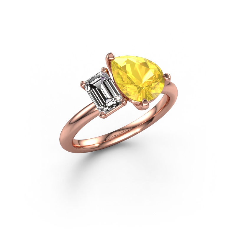 Image of Engagement ring Toi et Moi PER-EME 585 rose gold Yellow sapphire 9x7 mm