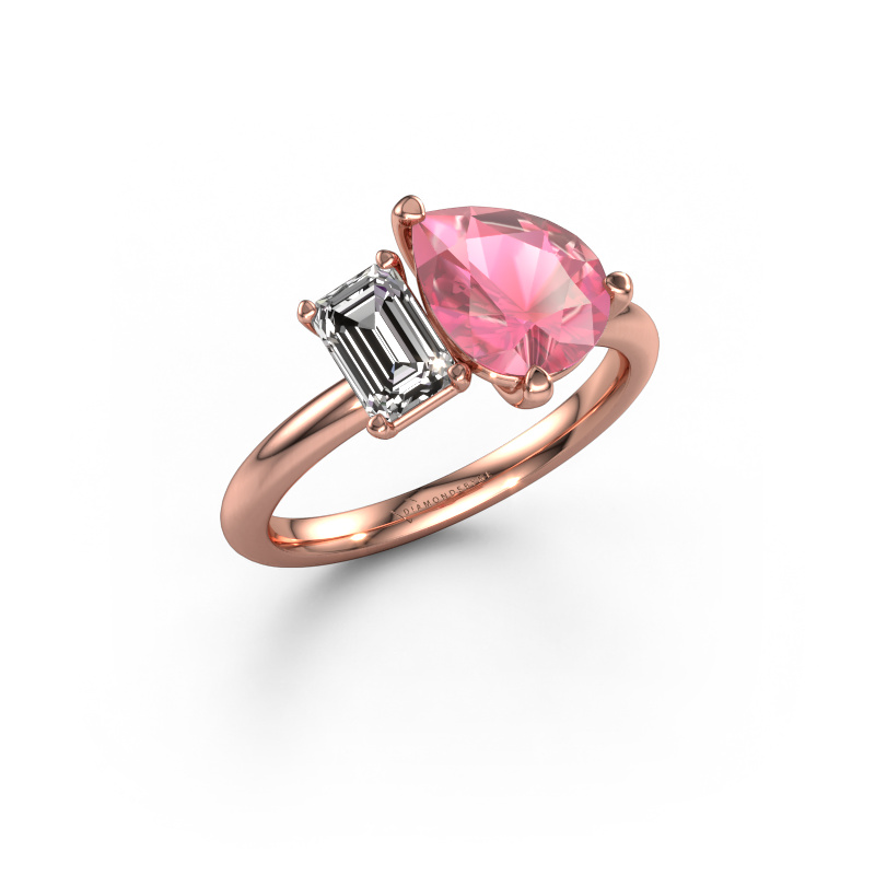 Bild von Verlobungsring Toi et Moi PER-EME 585 Roségold Turmalin rosa 9x7 mm