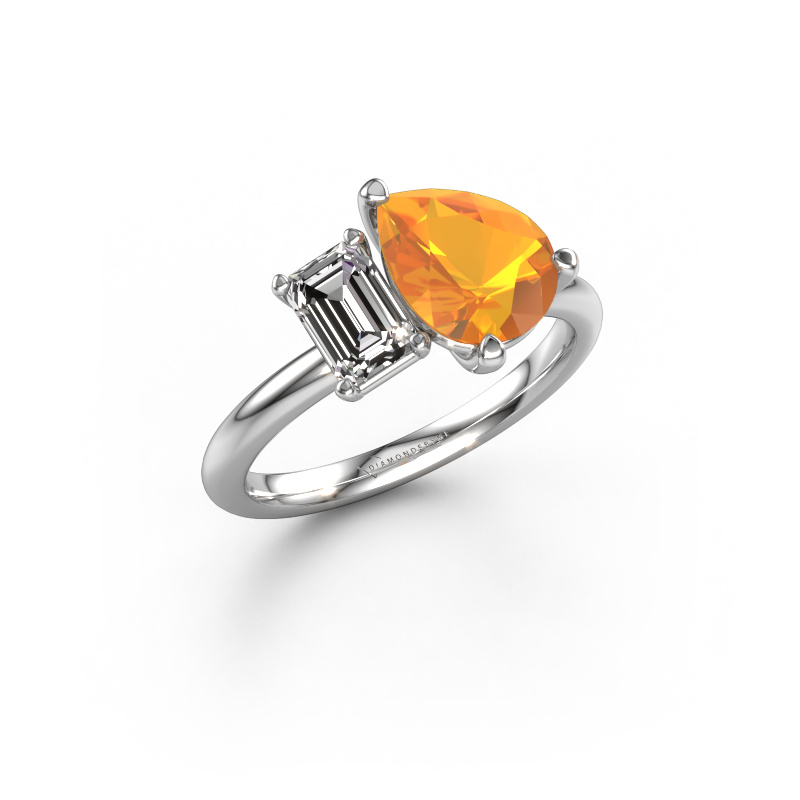 Image of Engagement ring Toi et Moi PER-EME 950 platinum Citrin 9x7 mm