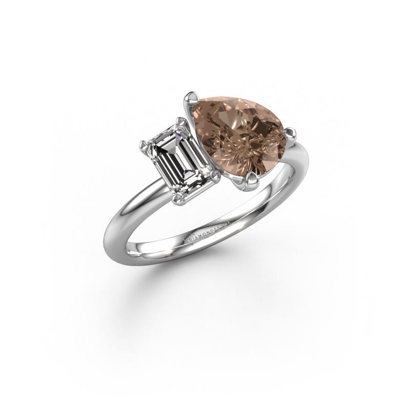 Image of Engagement ring Toi et Moi PER-EME 585 white gold Brown diamond 2.20 crt