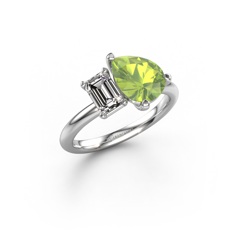 Bild von Verlobungsring Toi et Moi PER-EME 950 Platin Peridot 9x7 mm